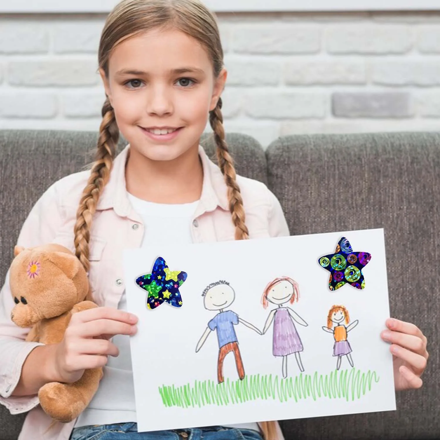 500Pcs/Roll Blue Star Stickers paper Cartoon Outer Space Star Rewards Stickers Starry Sky For Learning Rewards Game Party Gift