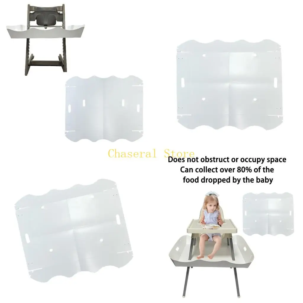 

E7CE Toddler High Chair Catcher Foldable Travel Design Spill Proof Tray PP Componnet for Independent Meals Training