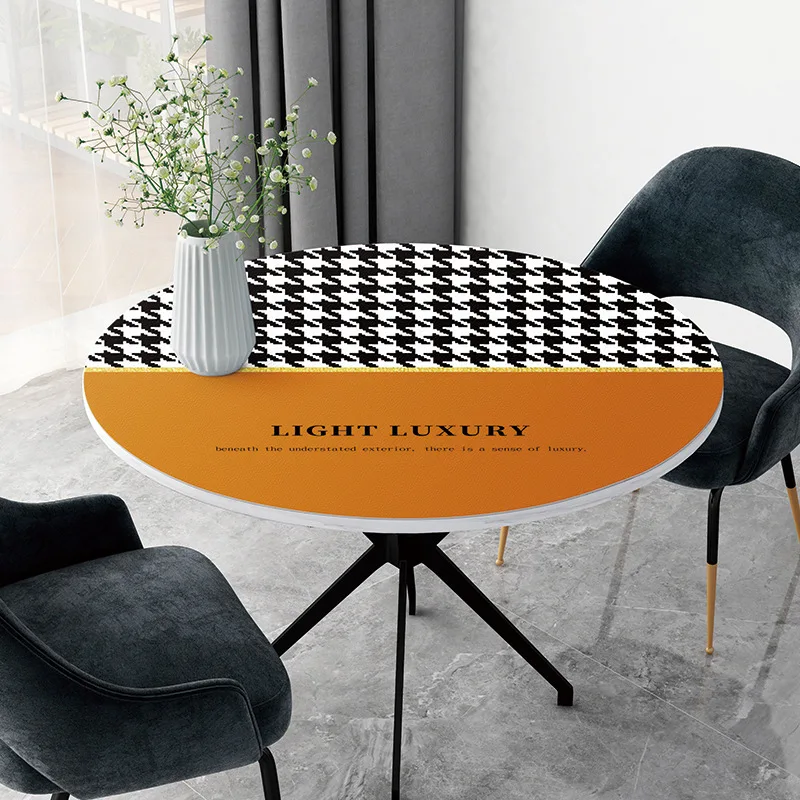 NEW PU Round table cloth, waterproof, oil resistant, scald resistant, and washable tablecloth, coffee table, leather table mat