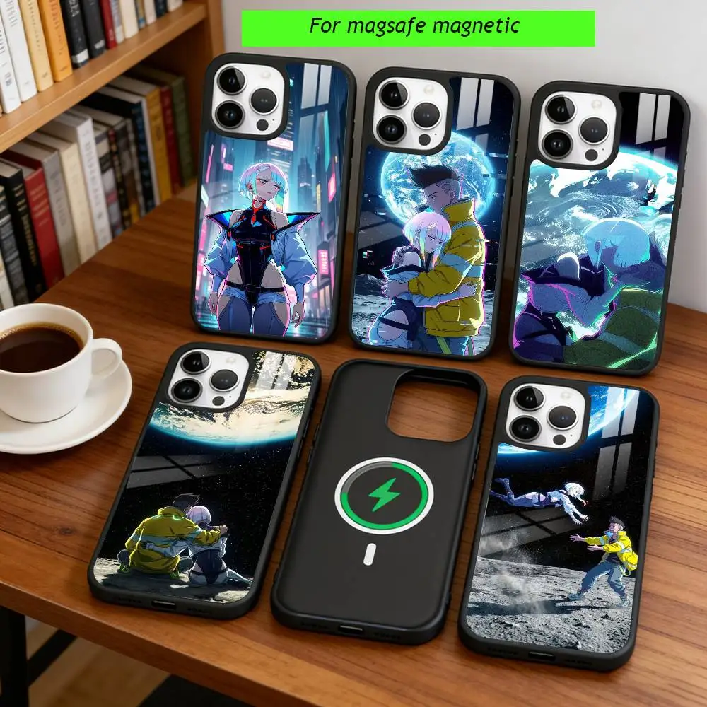 Anime C-Cyberpunk E-Edgerunners Phone Case For iPhone17,16,15,14,13,12,11 Plus,Pro Magnetic For Magsafe Wireless Charging