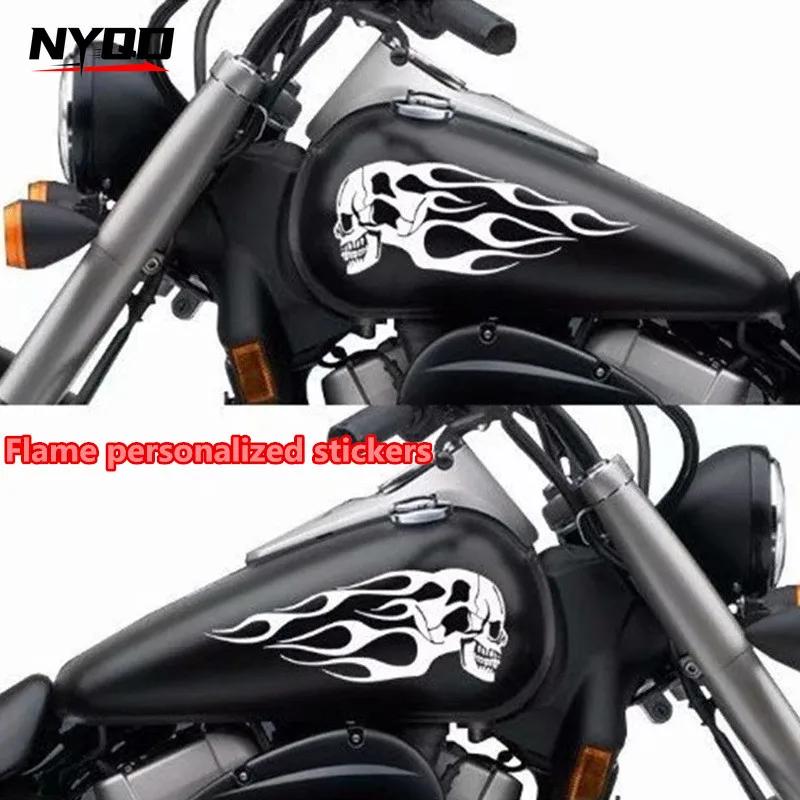 Motorcycle Fuel Tank Flame Sticker Car Modification Cool Sticker Personalized Embossed Body Sticker Car Accessories Para Moto