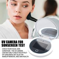 UV Mirror Sunscreen Testing Camera with Light 2X Magnification Travel Makeup Pocket Size L Pocket Mirror Sunscreen Mirror