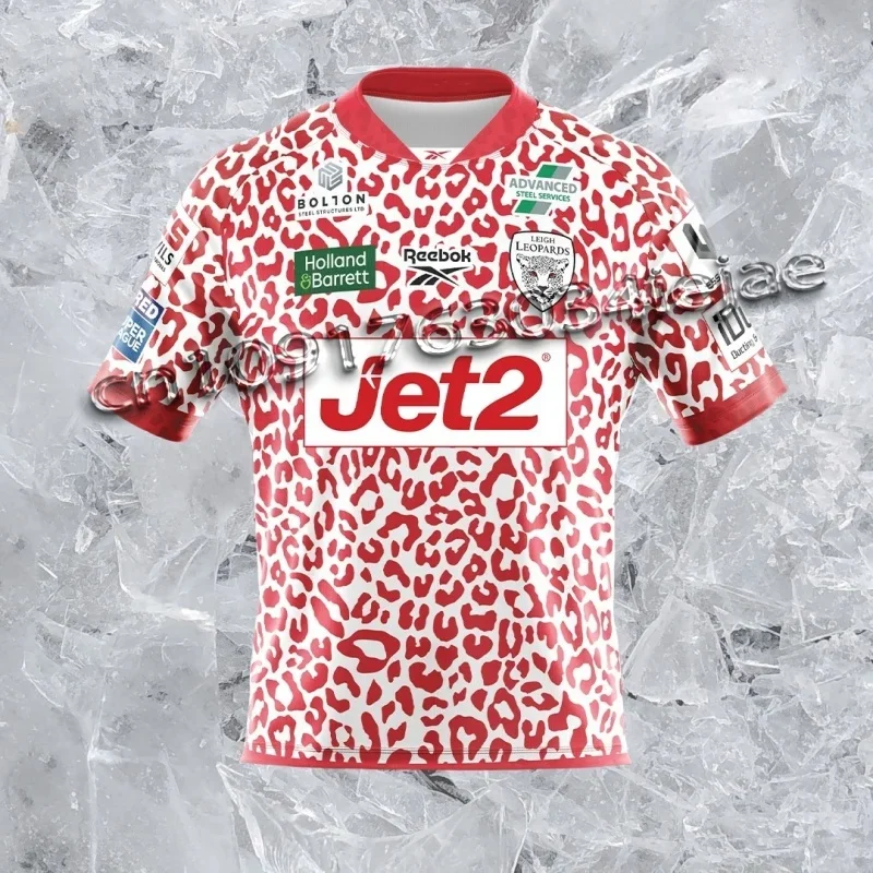

2025 Rugby Sports Shirt Leigh-Leopards Leopards Breathable Quick Drying Training T-Shirt England Men Women Short Sleeve Shirt