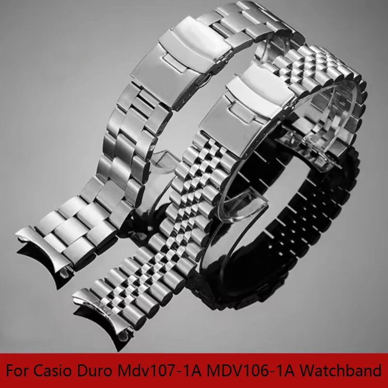 Diving Steel Metal Strap For Casio Duro Mdv107-1A MDV106-1A Watch Wristband Bracelet Watchband 22mm Replacement Parts 3 Styles