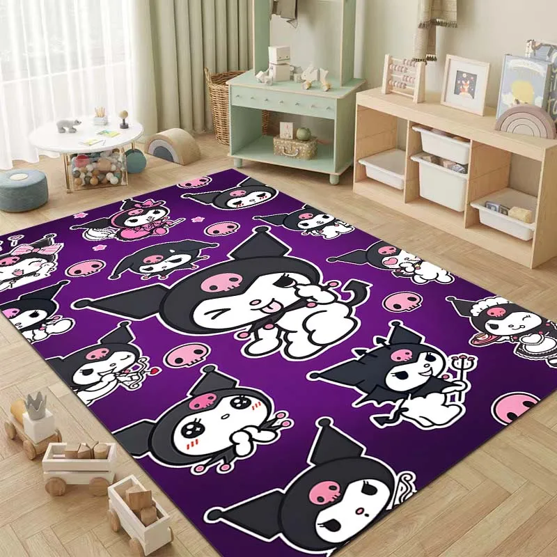 Sanrio Kuromi Printing Carpet for Living Room Bedroom Girls Room Home Decor Pink Room Decor Area Rug Non-slip Mat Sofa Play Mat