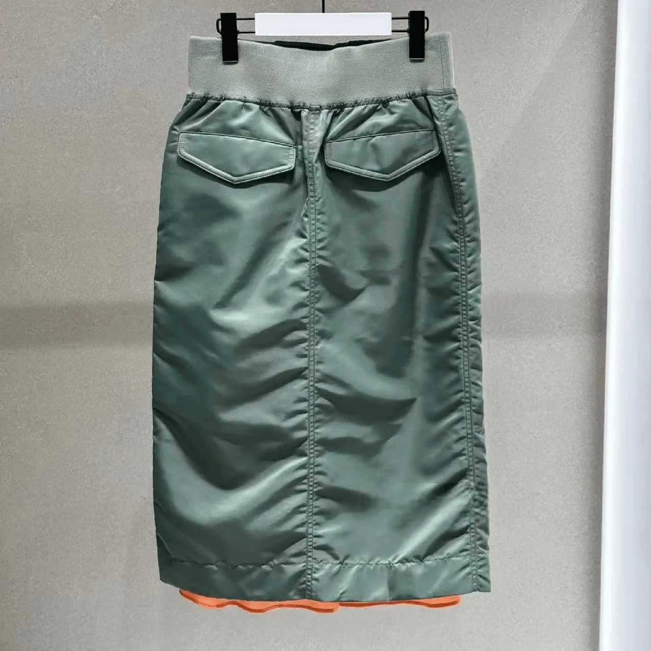 FOG SACAI – jupe mi-longue japonaise trapèze, taille haute, avec longue fermeture éclair et ceinture élastique, Collection automne-hiver pour femmes