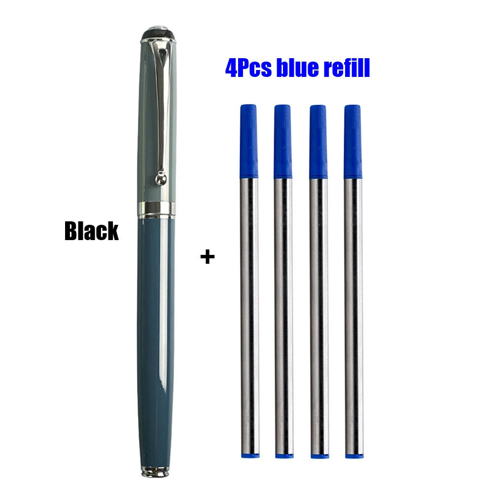 1 + 4 Teile/satz Metall Kugelschreiber Mit Minen Für Schule Büro Business Kugelschreiber Schwarz Blau Refill Tinte Schreibwaren – Detail 1