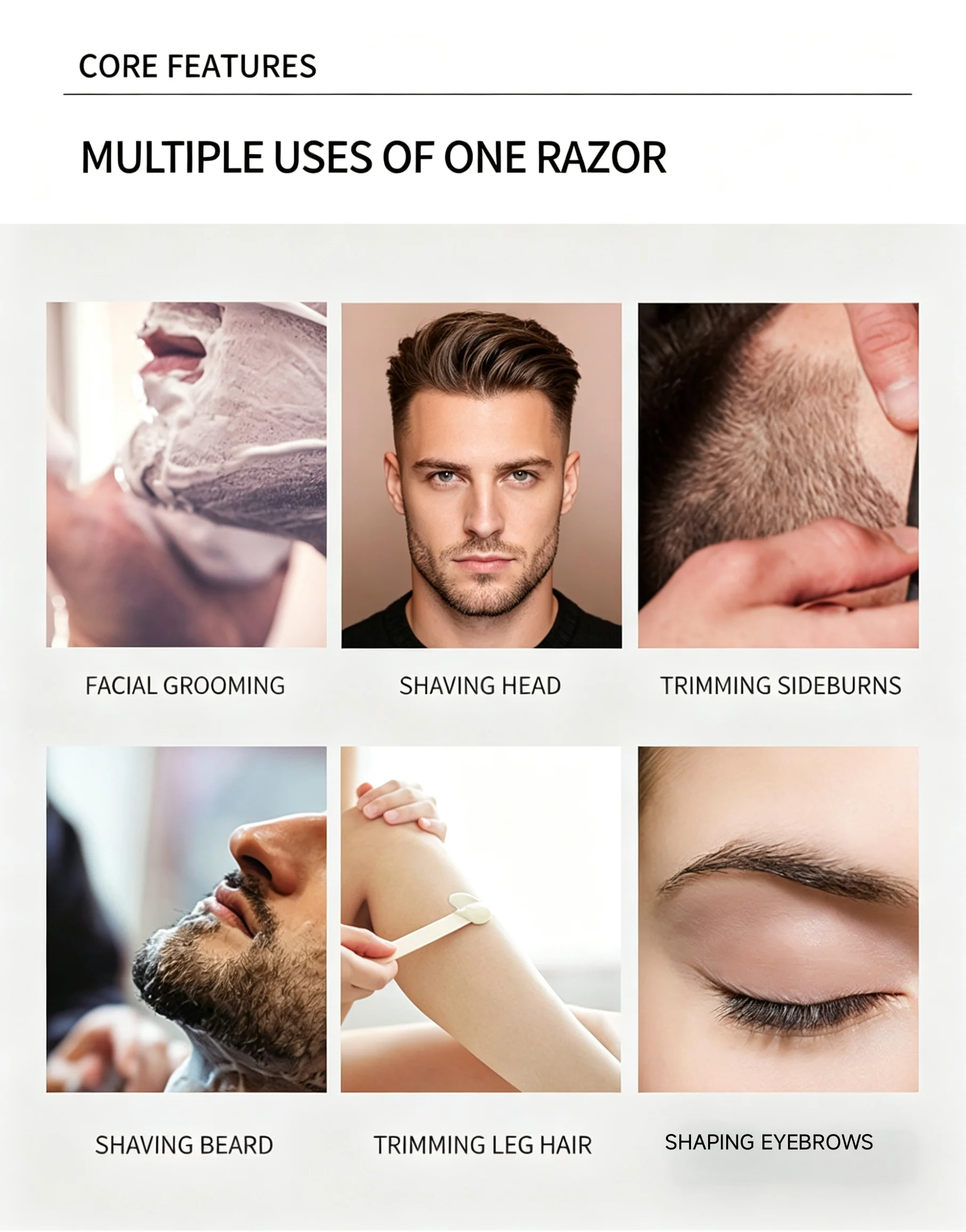 Manueller Rasierer, Haarschneide- und Styling-Rasierer aus Edelstahl, Augenbrauen-Trimm- und Pflege-Rasierer, Herren-Rasiermesser – Detail 7