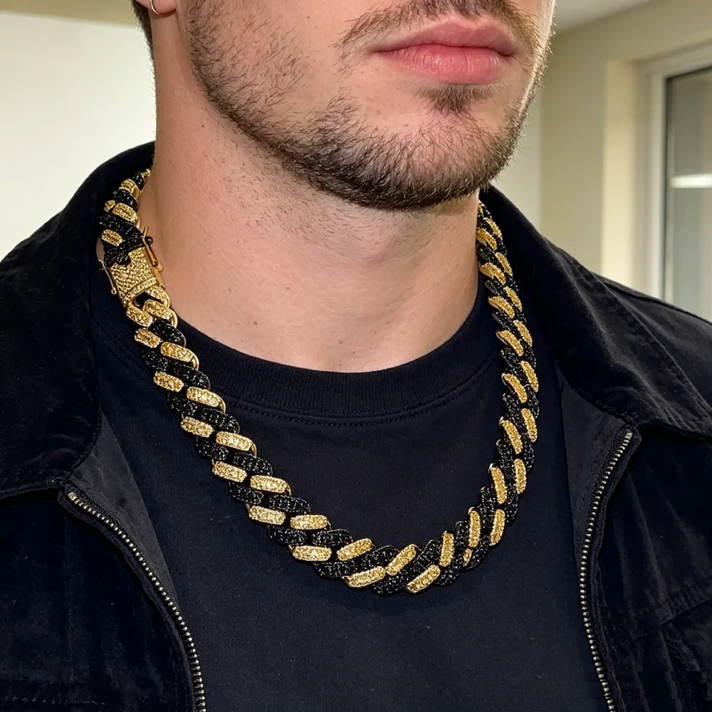 Iced Out Micro Pave Cubic Zircon Cuban Chain Hip Hop Necklace For Men Boy 18'' 20'' Long Necklace Wholesale New Necklace 2025