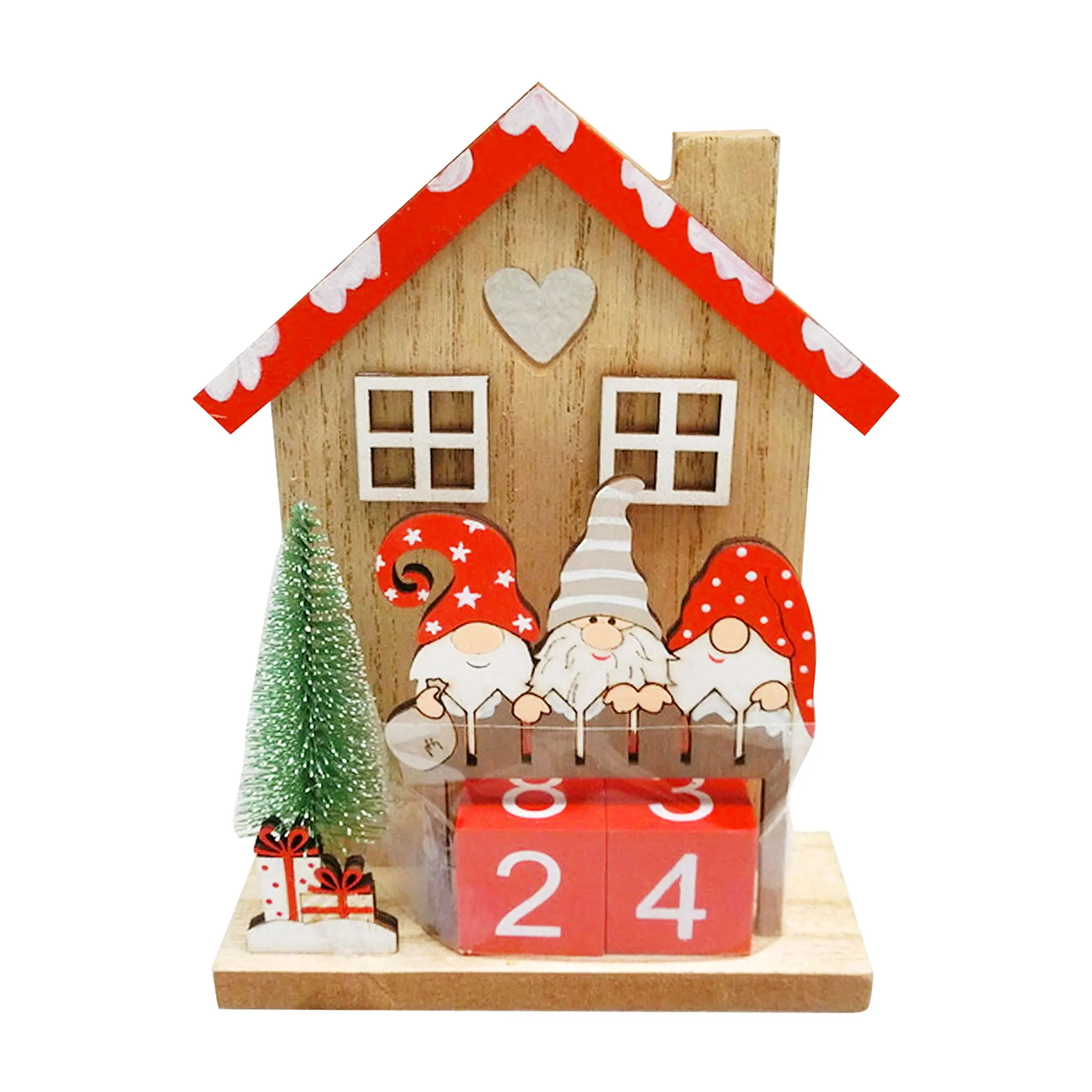 6 pcs Christmas stereo calendar wooden pendant Santa Claus creative countdown pendant