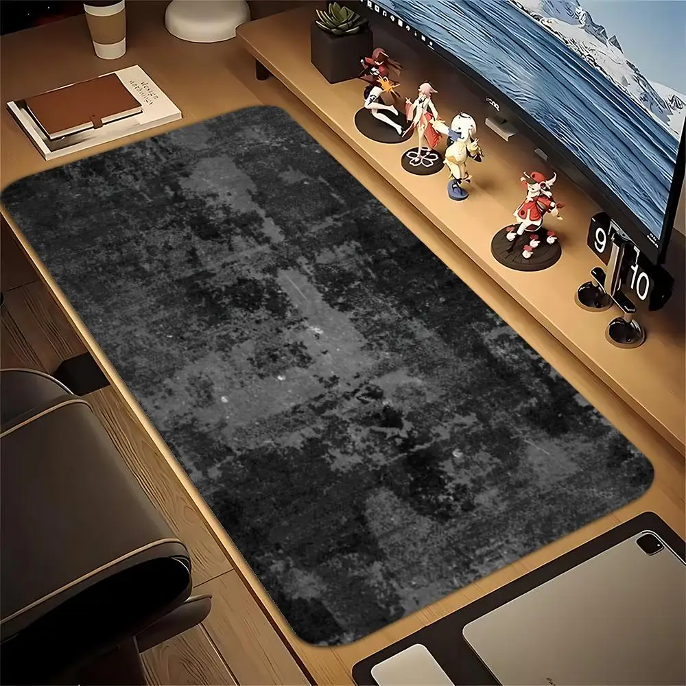 Large Gaming Mouse Pad Desk Mat Keyboard Pad Vintage Faded Grey Black Texture Print Non Slip Rubber Base Stitched Edge mousepads
