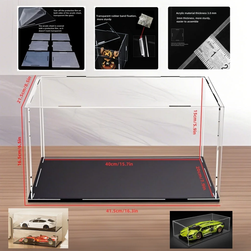 Scale 1/14 Clear Acrylic Display Box, Protection and Storage Box, Assemble Dustproof Showcase for Collectibles Car Model