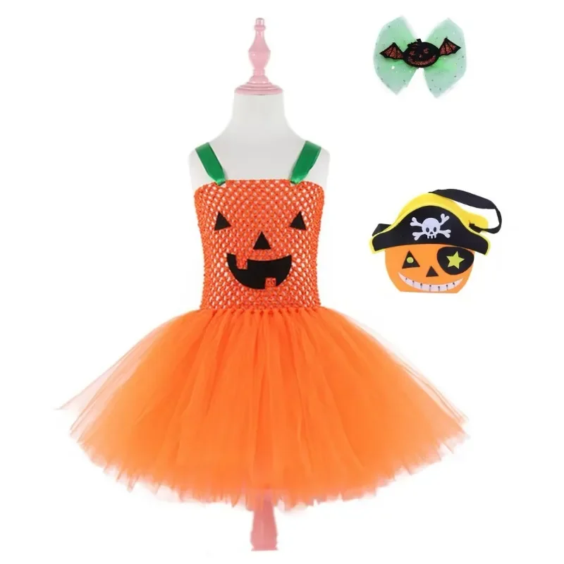 

Orange Pumpkin Costumes for Girls Halloween Cosplay Dresses Kids Scary Ghost Witch Tutus Outfits Carnival Party Fancy Clothes