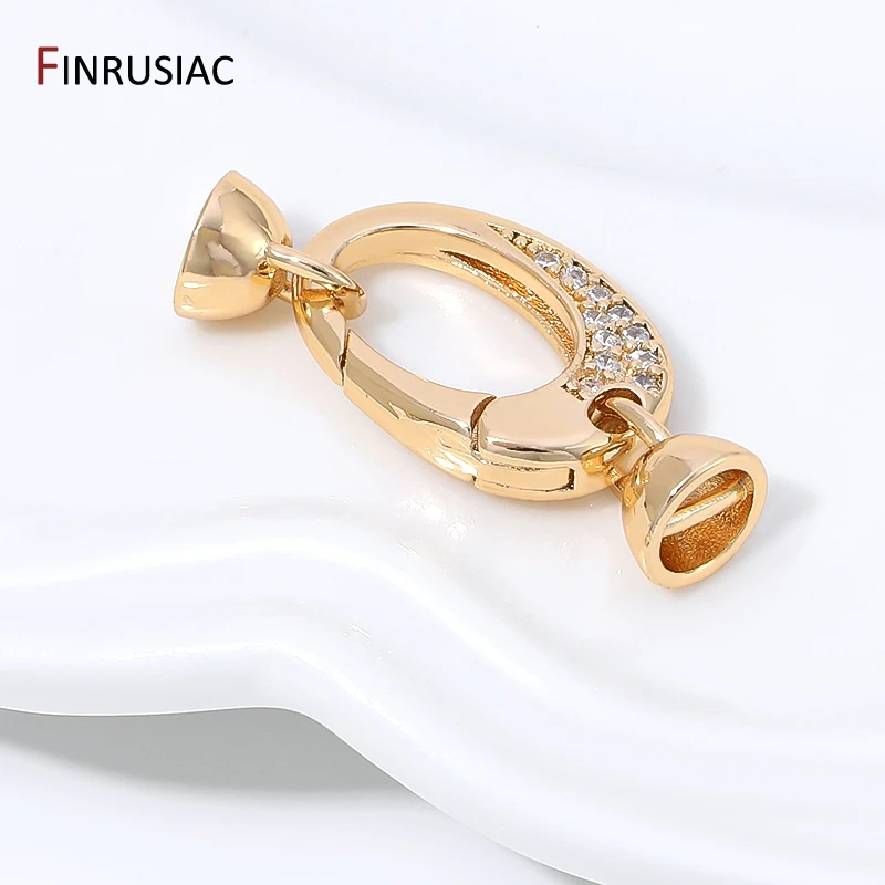 14K Gold Plated Brass Oval Fastener Pearl Clasps,Closure Lock Clasps For DIY Needlework Beads Pearls Jewelry Making Accessories image 4