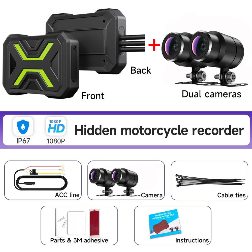 JIUYIN Dual 1080P Motorcycle DVR Full Body Waterdichte Moto Camera WiFi Dash Cam Voor Achter Rijden Video Recorder Black box