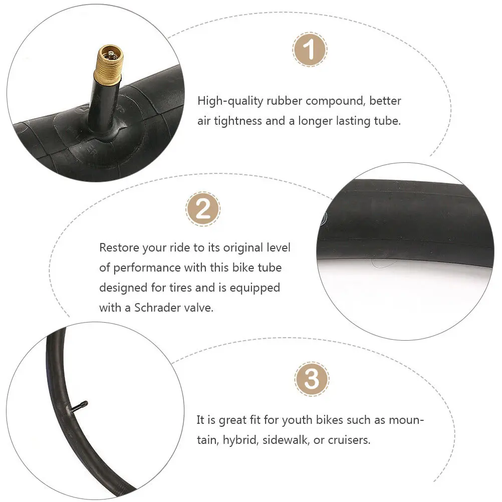 

2Pcs Bicycle Inner Tubes Tire Rubber Tube Durable Cycling Tire Parts Accessories Inner Tubes Bike Accessories