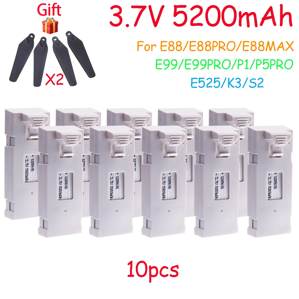 3.7V 5200Mah RC Drone Battery Accessory For E88 E88PRO E99 P1 K3 Ls-E525 E525PRO Mini Uav Drone Battery Special Battery Rc Parts