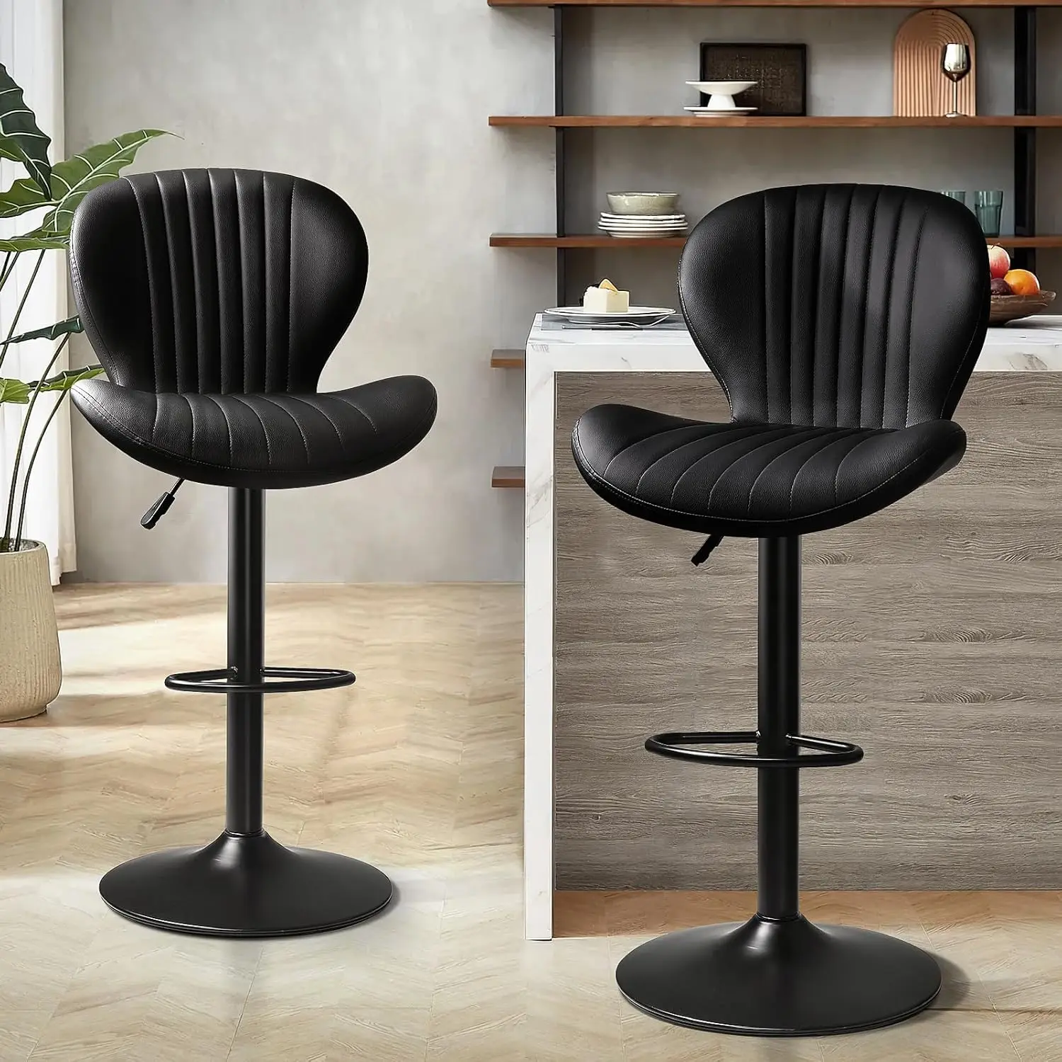 

Bar Stools Set Of 2,Adjustable Swivel Counter Height Bar Stools With Ba & Footrest,Modern Design Bar Chairs,Faux Leather