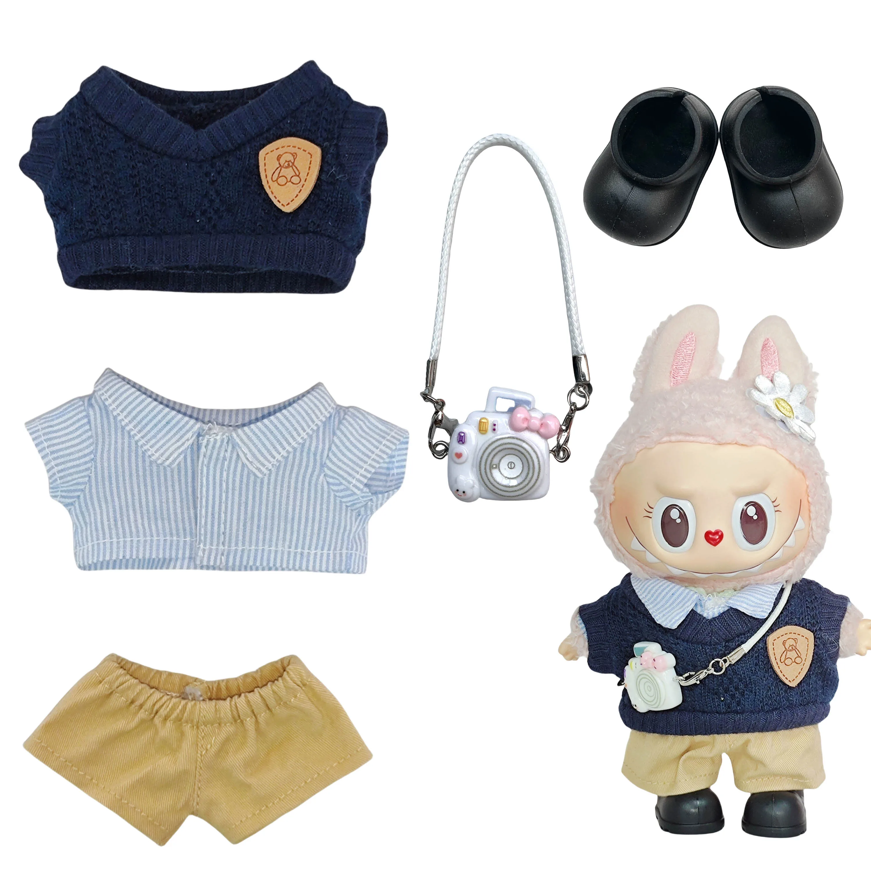 Per Labubu V2 V1 Peluche Idol Vestiti Outfit Accessori College Cultura Amministrativa Viaggio Stile Giocattolo Per Bambini Regalo Labubu ropa