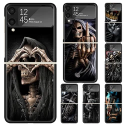 Grim Reaper Skull Skeleton Hard PC Phone Case For Samsung Galaxy Z Flip 6 5 4 3 Black Cover ZFlip6 Flip5 Flip4 5G Foldable Print