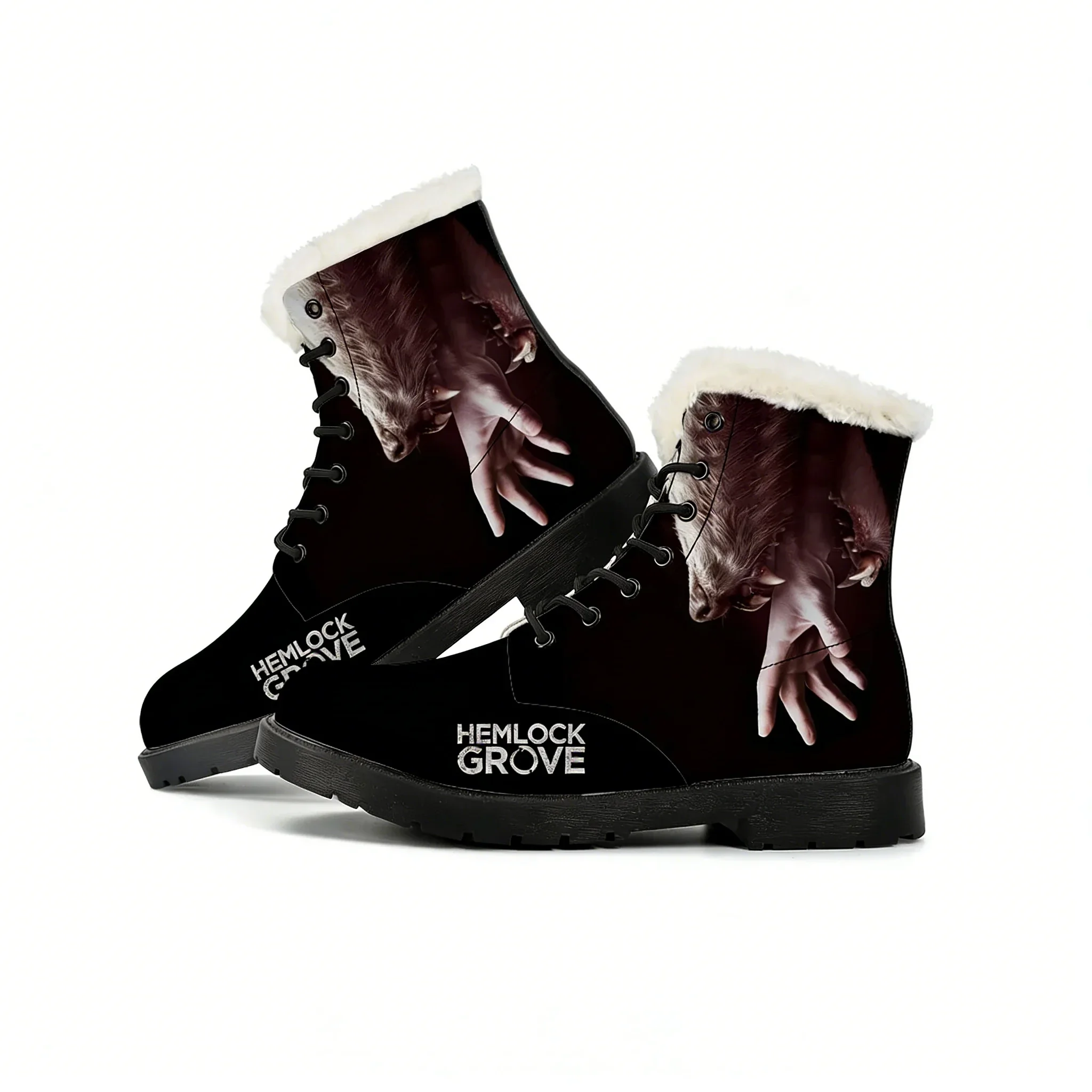

Hemlock Grove Plush Boot Mens Womens Teenager Casual Shoe Outdoor Warm Boot High Quality Personalized Pattern Customize Shoes