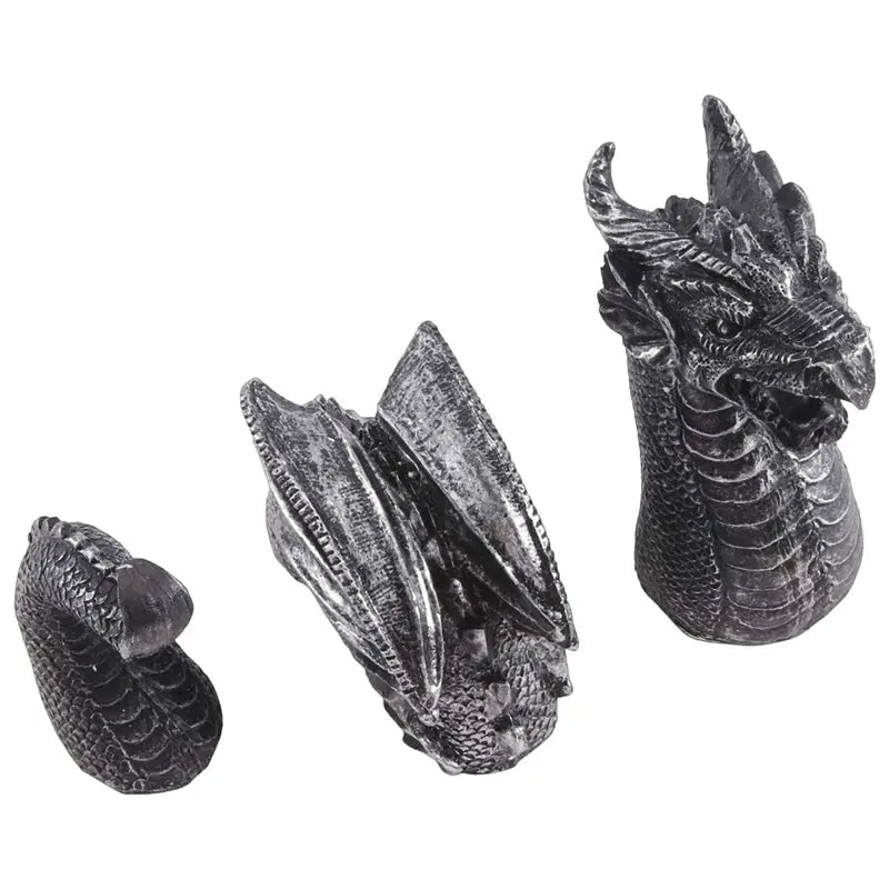 ABNM The Gothic Dragon Garden Statues,Dragon Animal Figures,Ornaments For Patio,Office Decoration Easy Install Easy To Use ,Silv