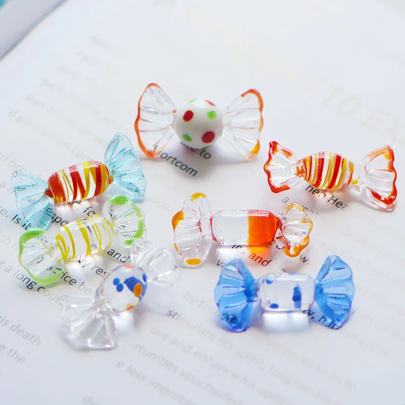 5Pcs/Bag Cute Transparent Glass Candy Models Handmade Glass Candy DIY Ornaments Childhood Memories Creative Holiday Gifts