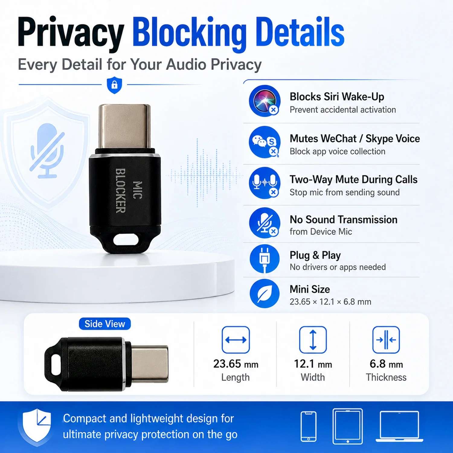 Microphone Lock USB C MIC Blockers Wide Compatibility Reliability Protections for Privacy Keep Your Conversation Secure