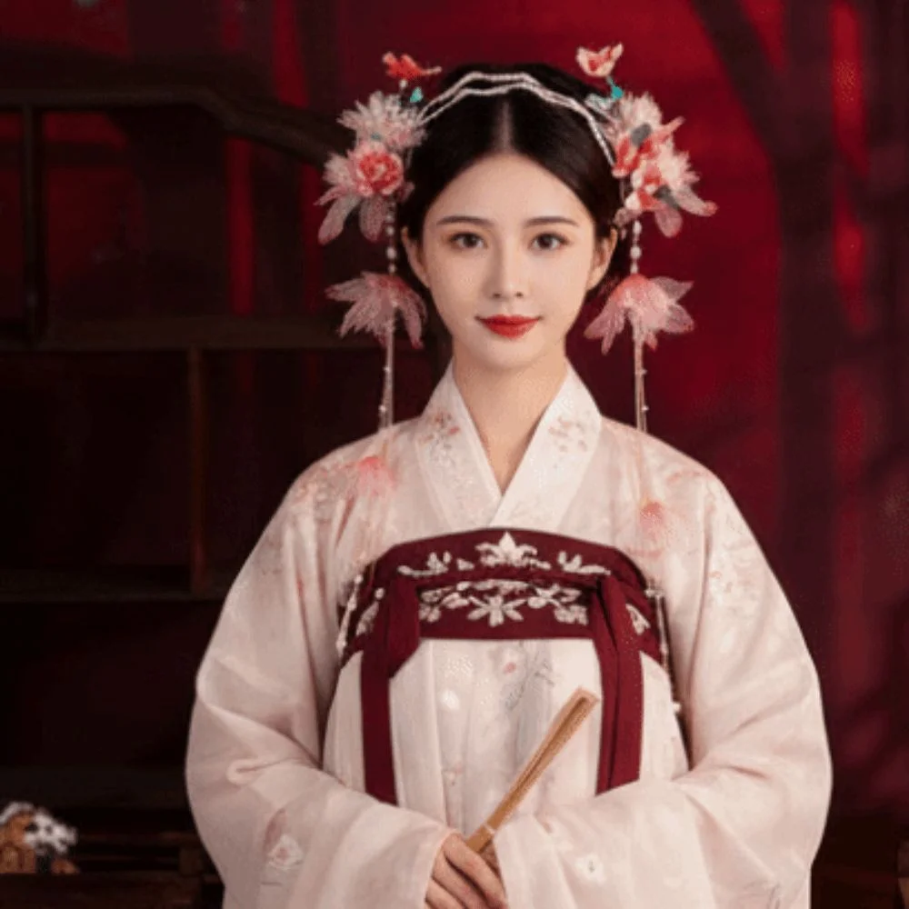 

Retro Flower Hanfu Tassel Hair Hoop Crystal Crown Chinese Ancient Hairband Ribbon Alloy Swaying Fairy Headwear Hairstyle Tool