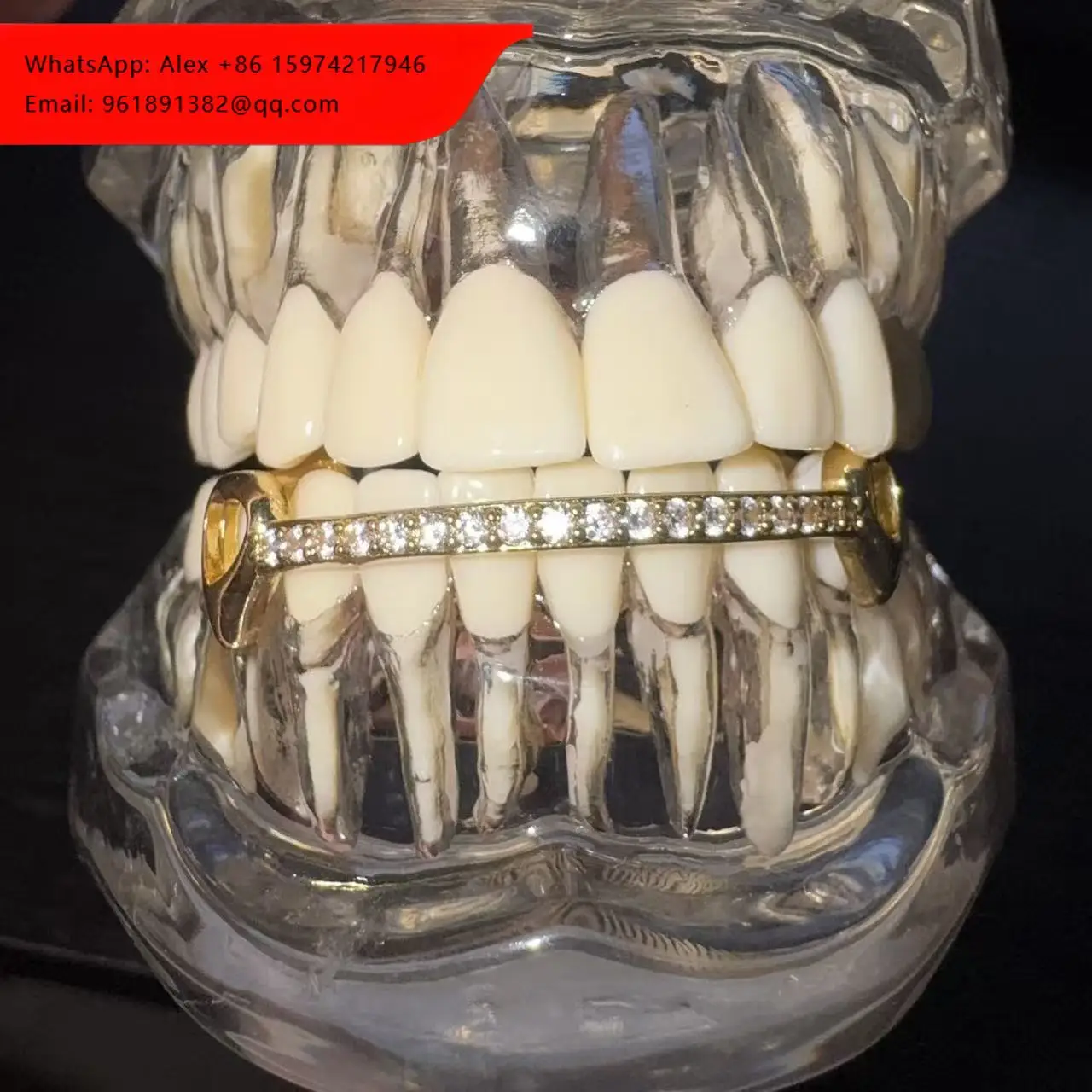 

Women Grill Gold Bar Bridge Diamonds K9 Grillz 18k Gold Plated Brass Metal Set Cubic Zirconia Iced Out Bar Gold Teeth Grillz