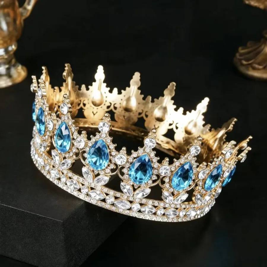 Luxuriöse Kristall-Strass Tiara Krone - Eleganter Prinzessinnen-Kopfschmuck für Hochzeit Braut Geburtstagsfeier – Detail 7