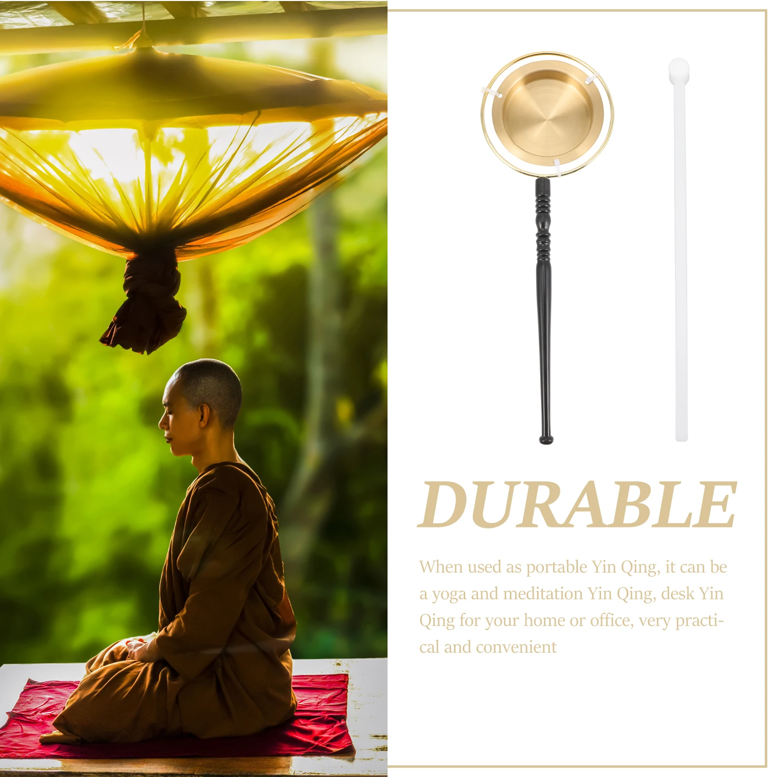 

1 Set Copper Yin Qing Temple Instrument Ritual Ware Meditation Chime Handbell Praying Tool Temple Supply Dharma Utensil