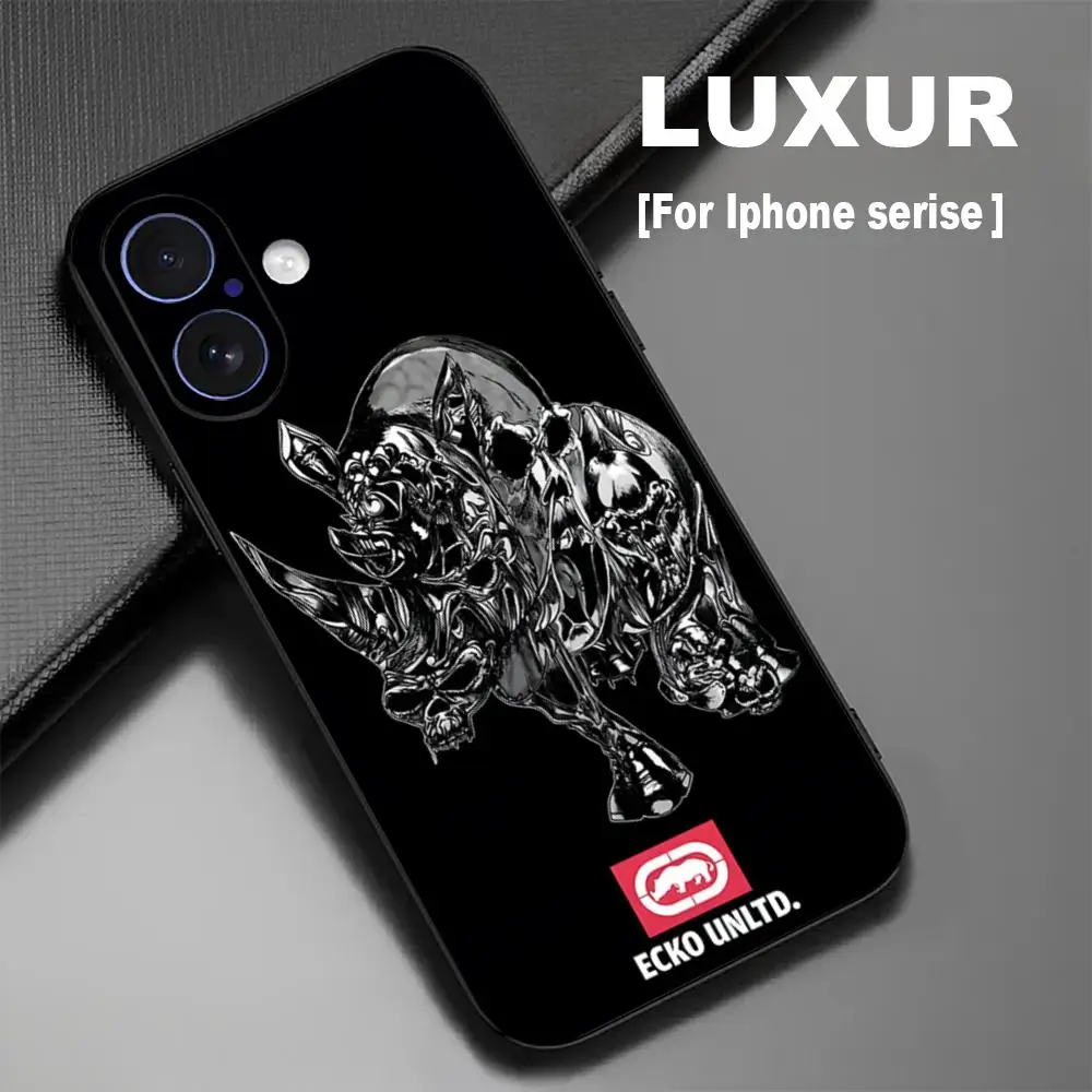 Стильный чехол Cool E-Ecko Unltd Graffiti для iPhone 17 16 15 14 13 12 X XR XS 8 Plus Mini Pro Max, мягкий черный противоударный чехол