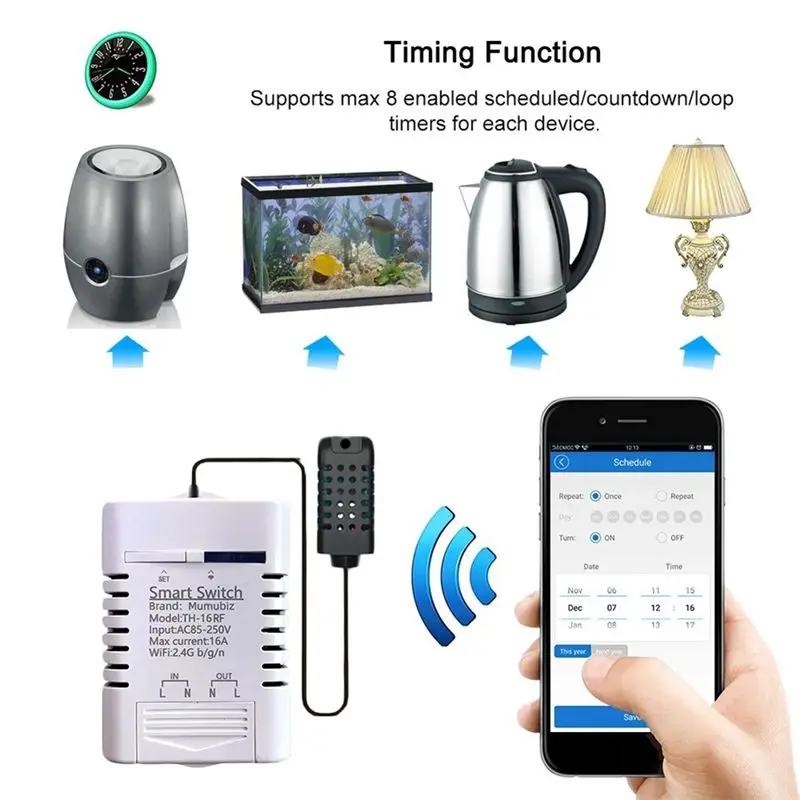 DT21 eWelink Smart WiFi Switch Temperature Humidity Monitoring 16A 3000W Switch with TH Sensor for Alexa for Google Home