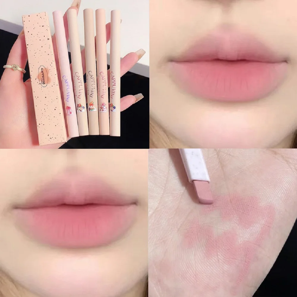 Caneta Delineadora Labial Matte para Maquiagem, Cosméticos Soft Mist, Caneta Batom em Cores Suaves, Lápis Delineador Labial para Contorno