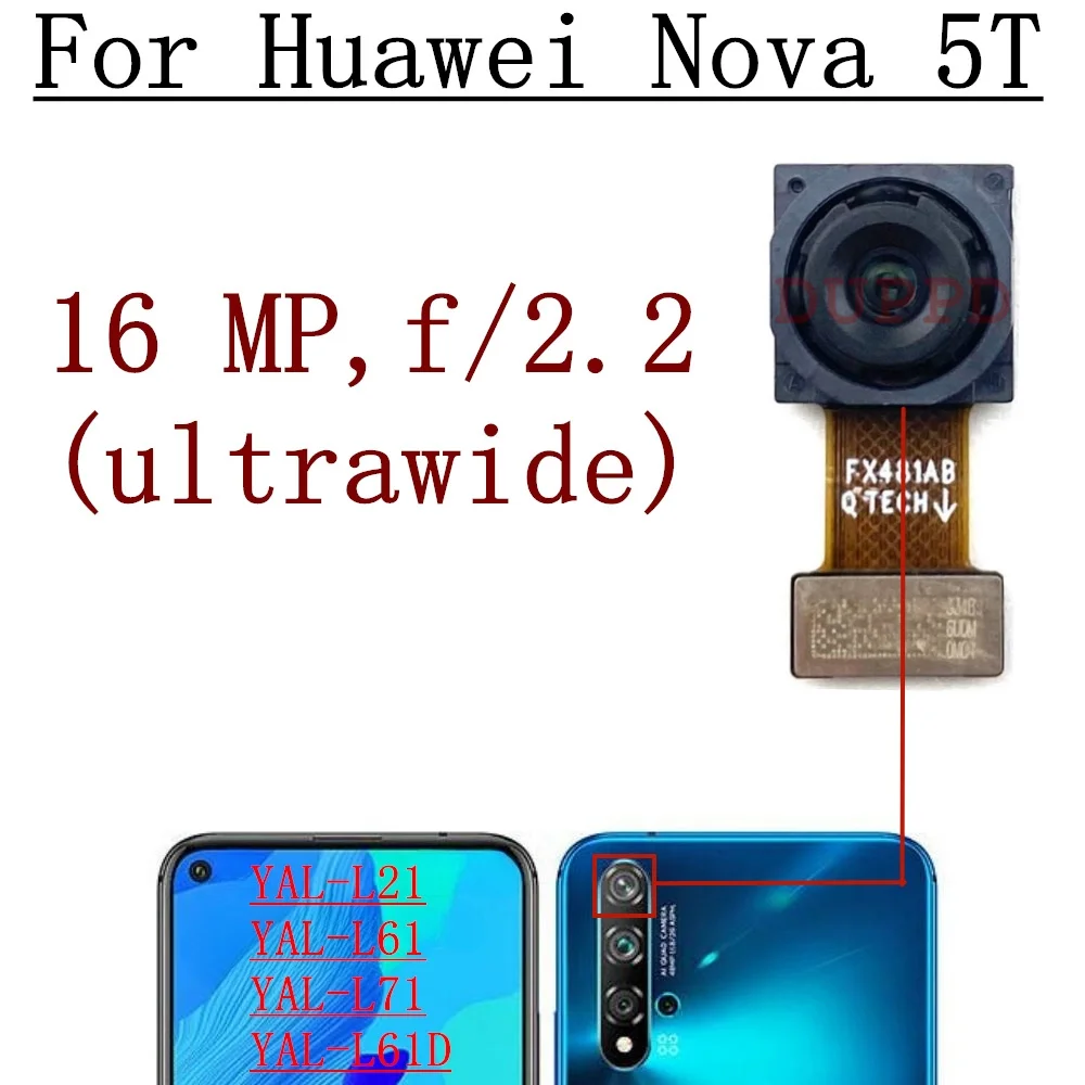 Back Main Front Camera For Huawei Nova 5T L21 L61 L71 Original Frontal Selfie Facing Rear Camera Module Flex Replacement Parts