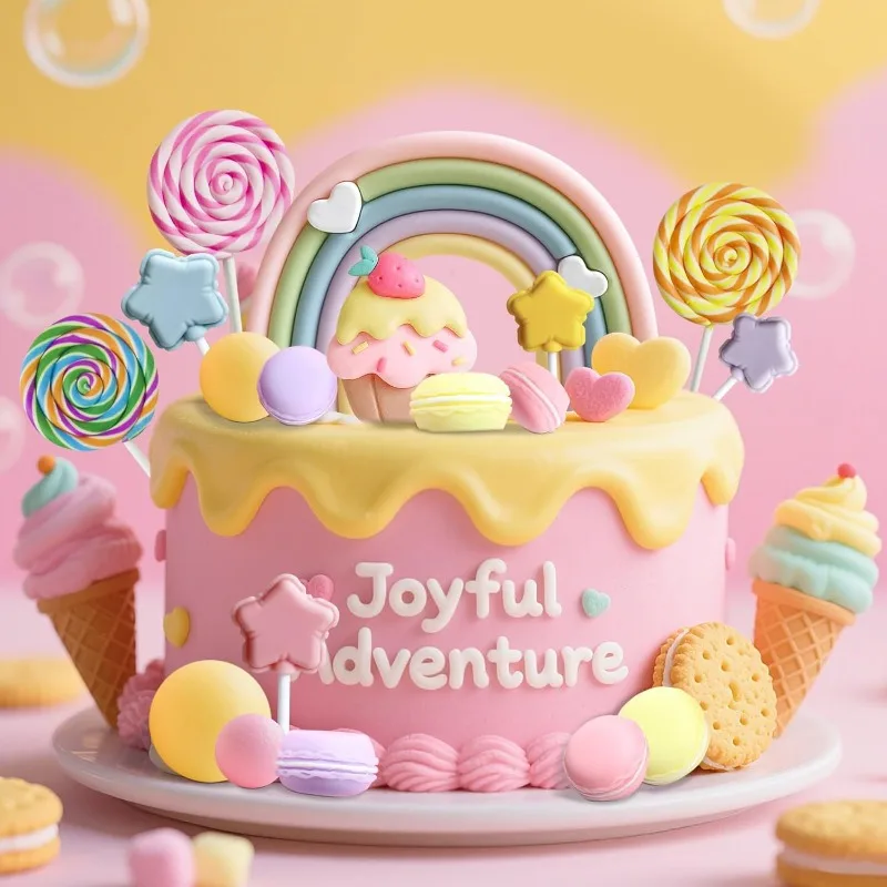 25pcs Candyland Cake Toppers Girls Birthday Party Decoration Lollipop Cake Cupcake Sweet One Cake Topper - view 4