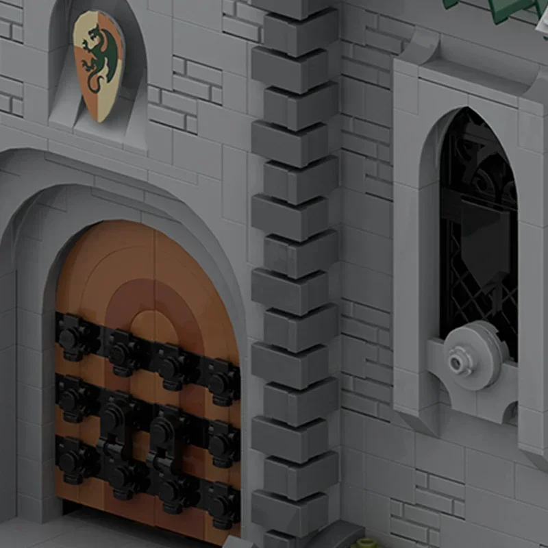 Tijolos técnicos moc fortaleza modelo dragão verde fortaleza modular blocos de construção presentes brinquedos para crianças conjuntos diy montagem