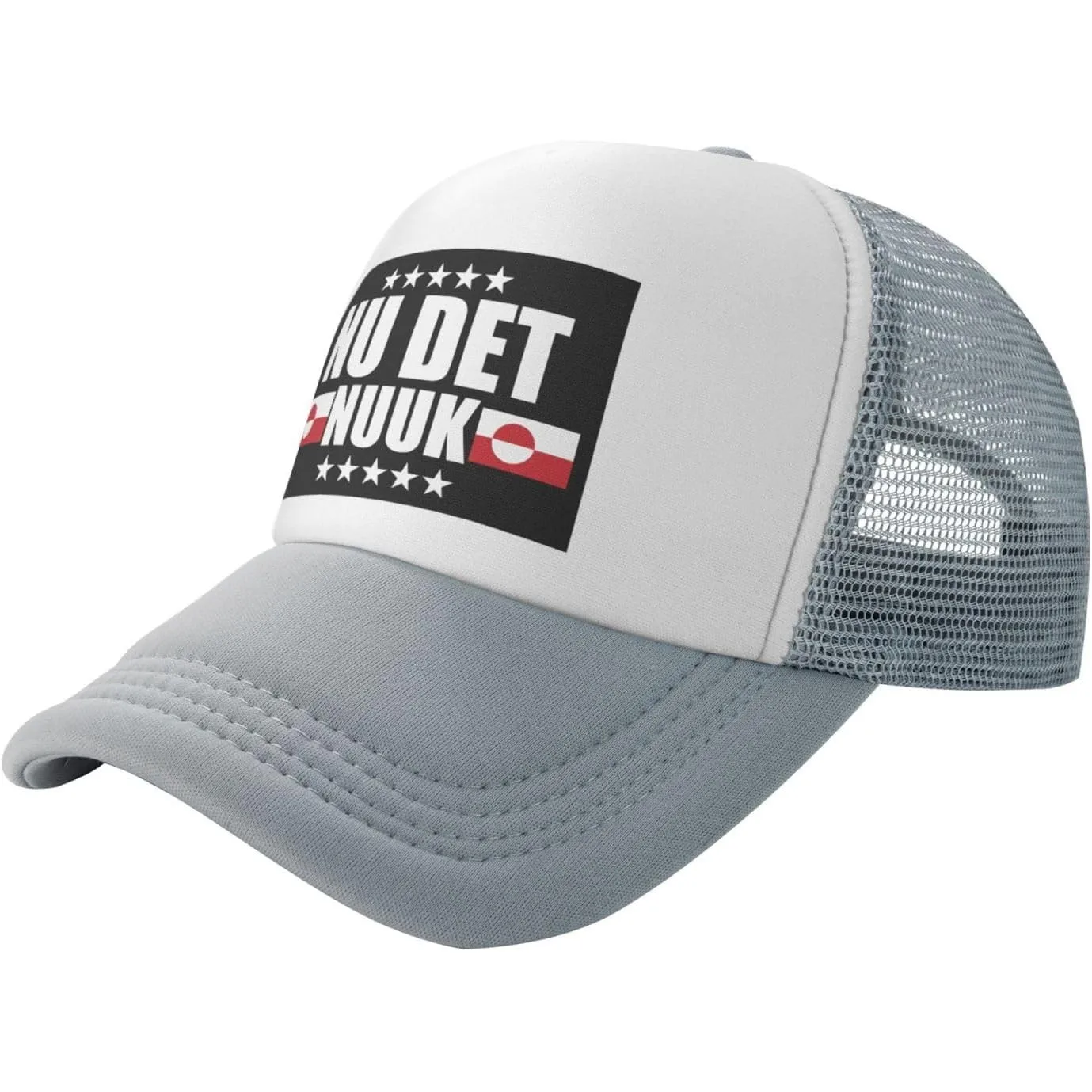 Nu Det Nuuk Greenland Flag Statement Trucker Hat Adjustable Mesh Baseball Cap Unisex Casual