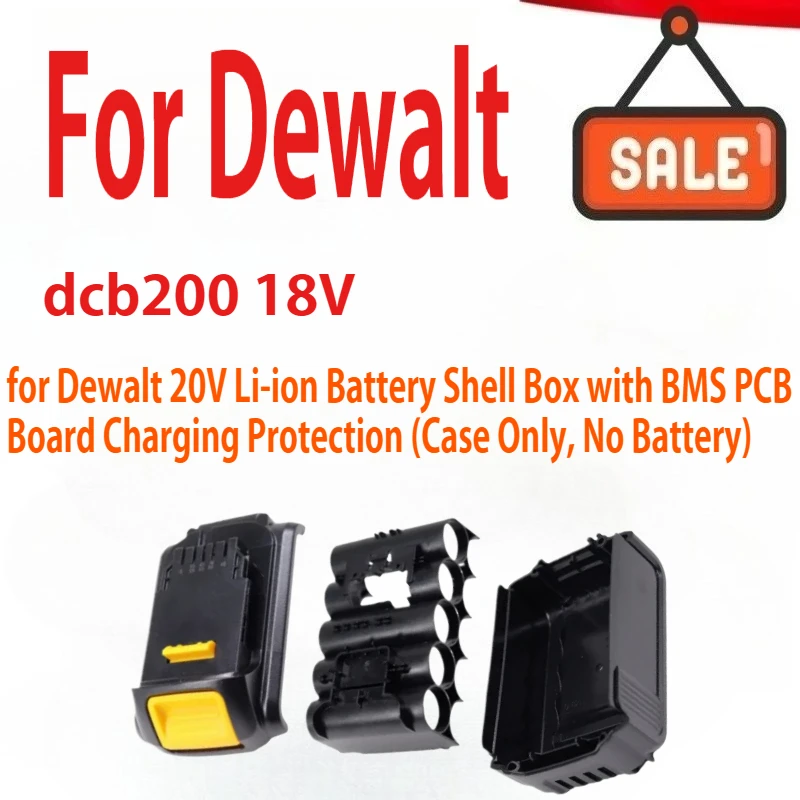 

10-Core Battery Case for Dewalt 18V/20V Li-ion Battery Shell Box with BMS PCB Board Charging Protection (Case Only, No Battery)