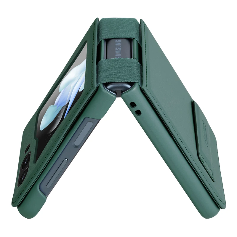 For Samsung Galaxy Z Flip 5 Case Luxury Nillkin Qin PU Plain Leather Slim Light Kickstand Cover for Galaxy Z Flip5