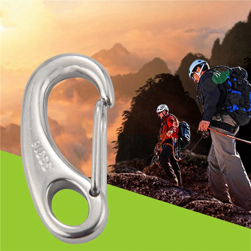 B06C-10PCS barco marino de acero inoxidable forma de huevo resorte mosquetón Clips mosquetón rápido hebilla al aire libre