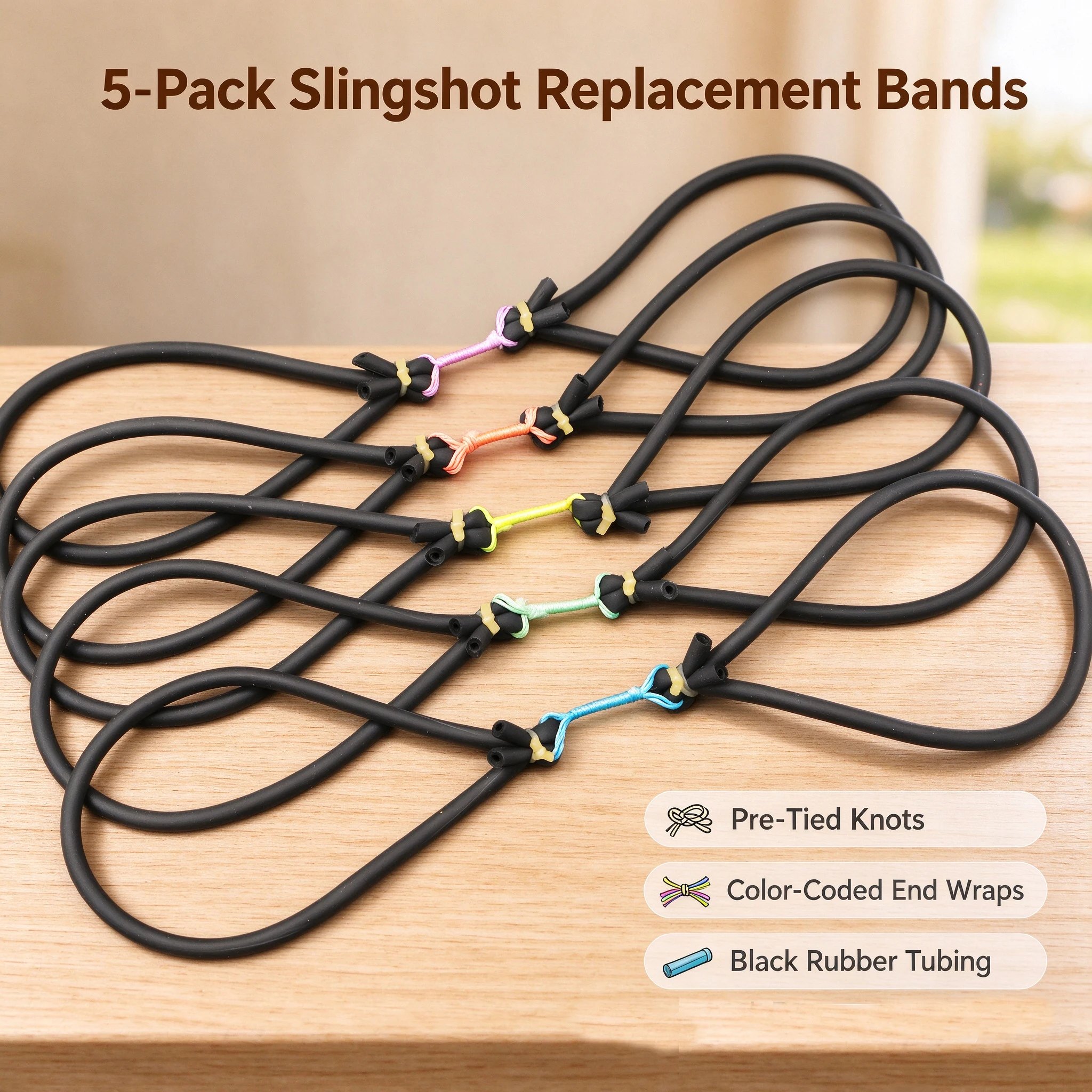 Slingshot Shooting Tubular Rubber Band 1745 Black Traditional Double Loop High Elasticity Hunting Target Accessories