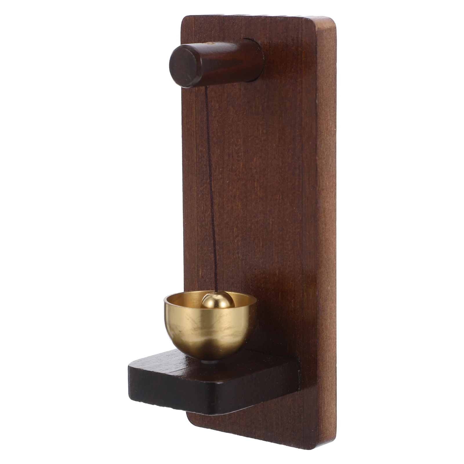 

Vintage Wood Doorbell Wind Chime with Brass Bell for Front Porch Entrance Shop Home Office Decorative Entry Alert Greeting Bell