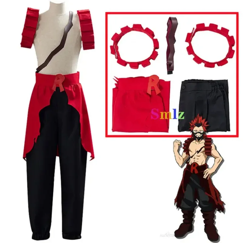 키리시마 에이지로 코스프레 애니메이션 My Hero Academia 의상 키리시마 에이지로 의상 남자 할로윈 의상 세트 }