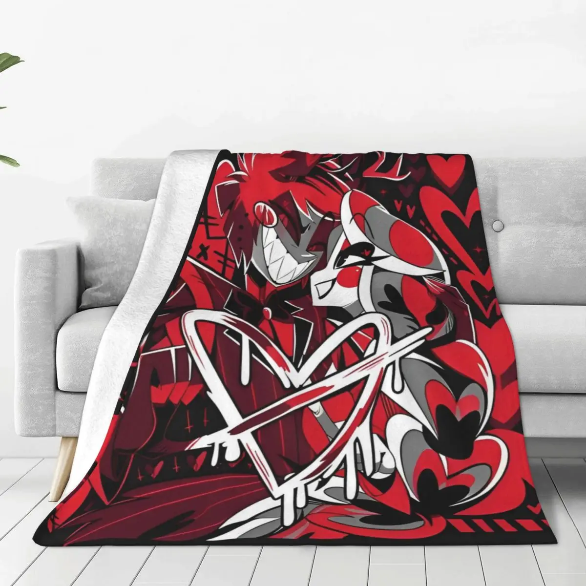 VOX H-Hazbin Hotel Alastor Game Warm Blankets Camping Plush Throw Blanket Novelty Home Decor Flannel Bedspread Sofa Bed Cover