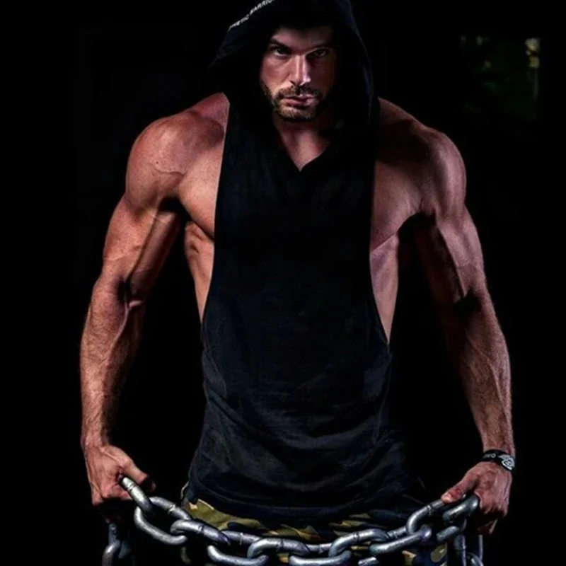 

Новейший однотонный удобный жилет для спортзала, мужской кардиган без рукавов с капюшоном для фитнеса, пустая версия, спортивный топ