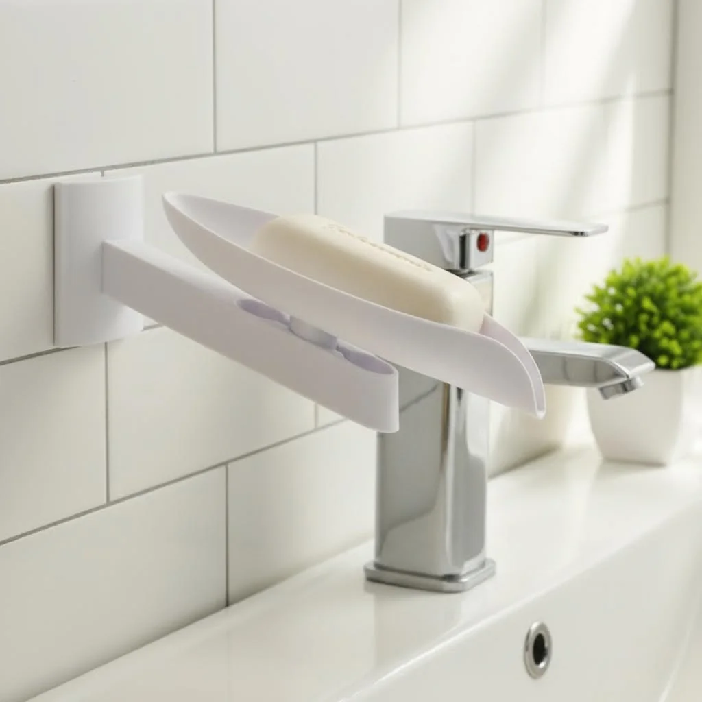 New Leaf Wall Mounted Drain Soap Box, Non Perforated, Bathroom, Toilet, Home Soap Rack