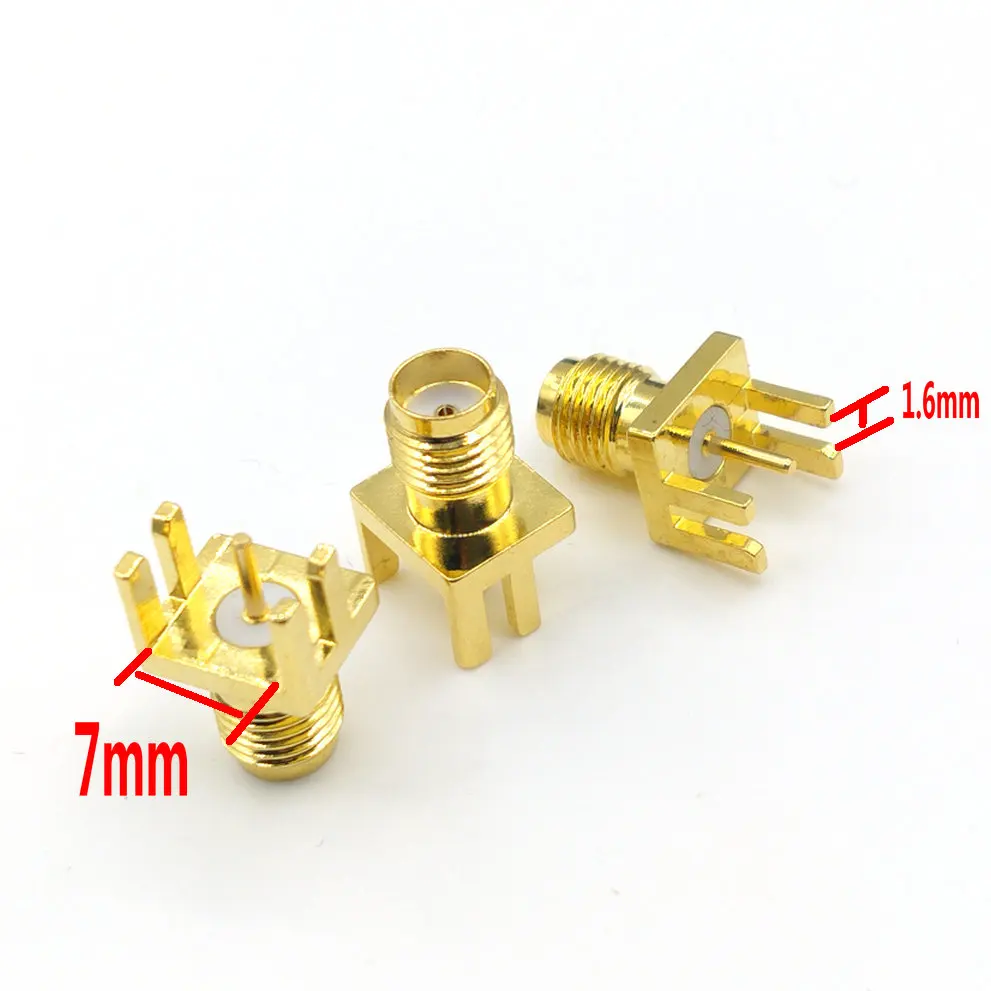 100pcs RF Connector Socket SMA Female plug solder deck PCB clip edge mountConnector adapter