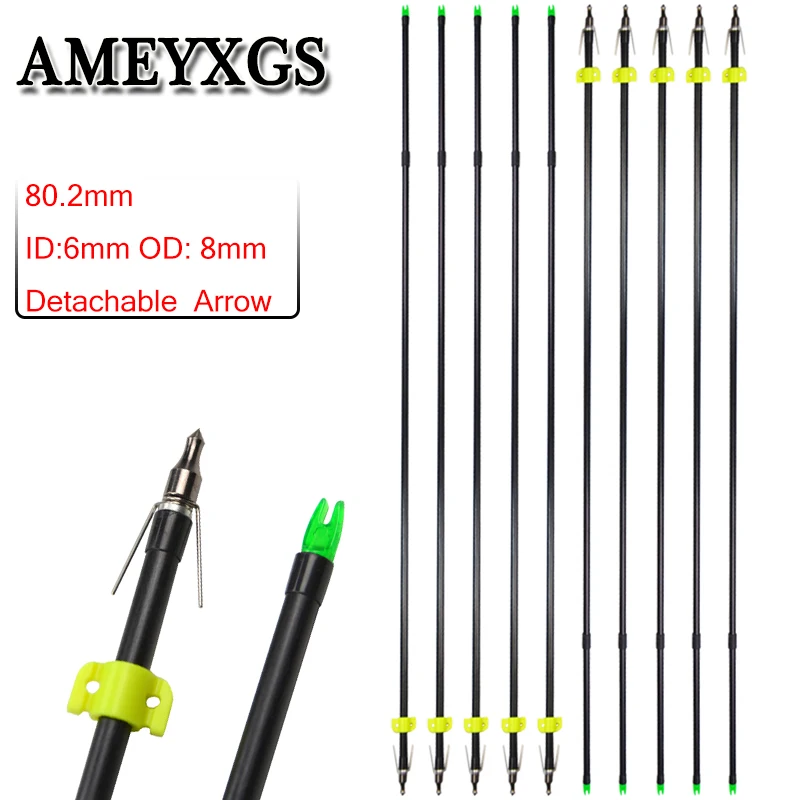 10pcs Archery Fishing Arrow 31.5inch Detachable Arrow Professional Shooting Compound Bow And Arrow Fishing Slingshot Accessories